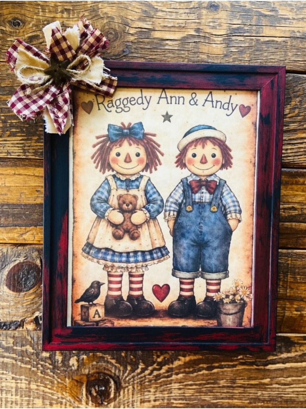Primitive Raggedy Ann & Andy Framed Print